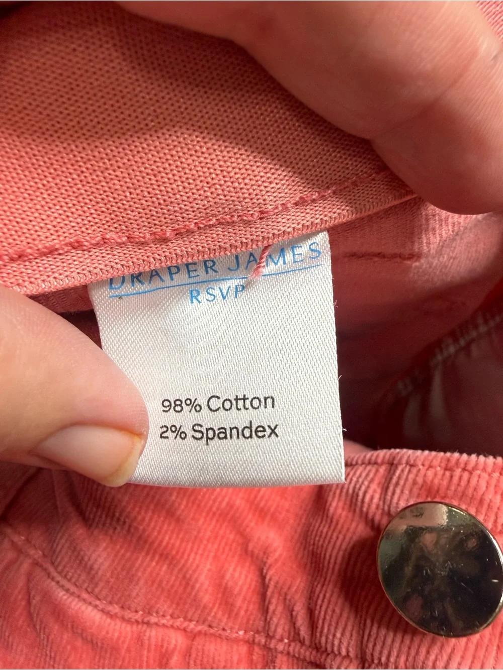 Draper Jeans RSVP Coral Wide-Leg Corduroy Pants Women's Size 16